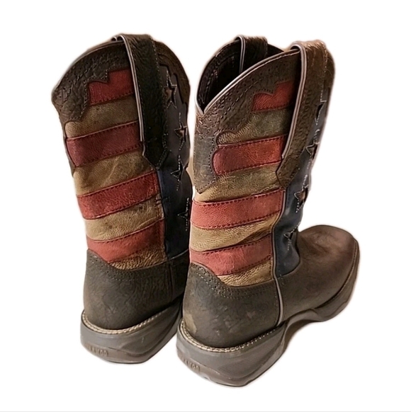 New Durango Lady Rebel 10" Brown Leather Vintage Flag Western Boots Womens 9M - Picture 4 of 16